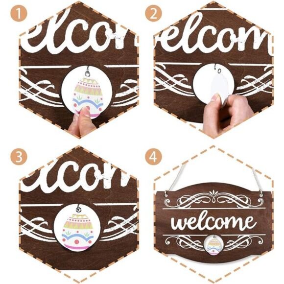 Welcome Door Sign Christmas Decor Fall Sign Seasonal Front Door Rustic Wood - Picture 4 of 8